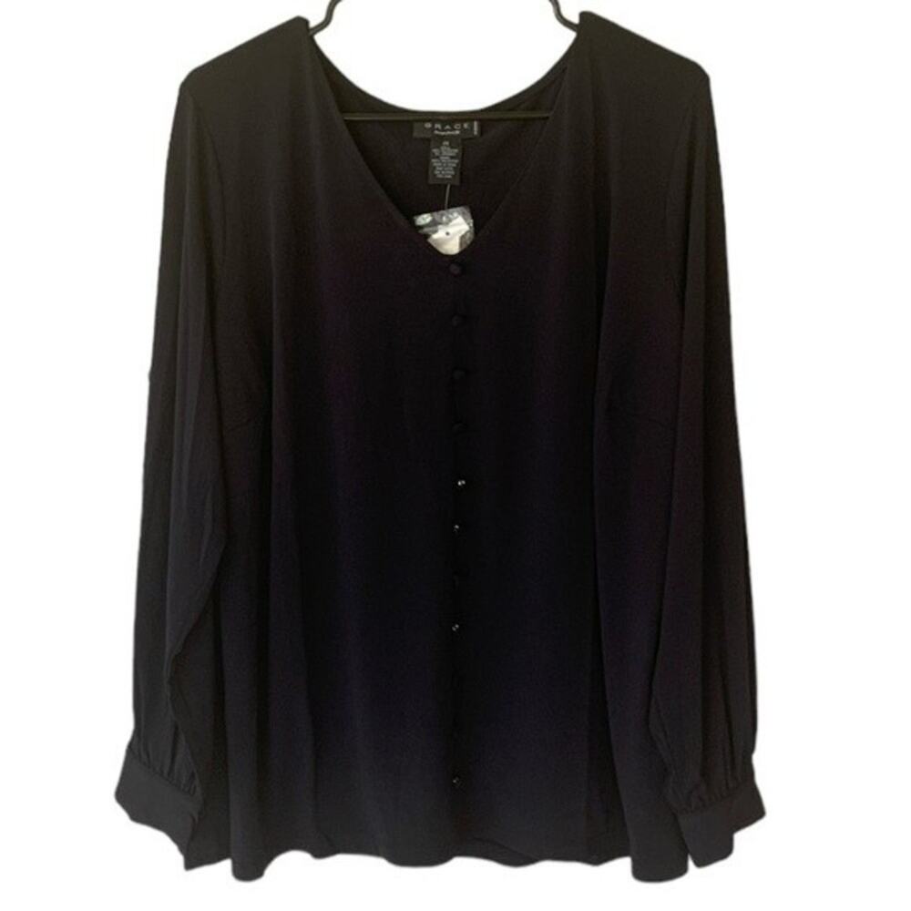 NWT Grace Blouse Top Career Office Navy Blue Plus Size 3X